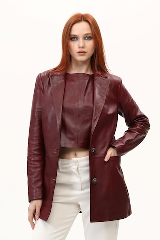 Leatinn Bordo Kadın Blazer Deri Ceket