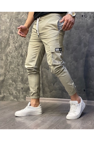 Oliggopol Erkek Haki Yeşil Bel Ve Paçası Lastikli Yandan Cepli Tarz Jogger