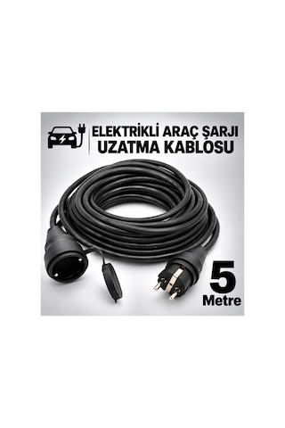 Elektrikli Araç Şarj Cihazları İçin Uzatma Kablosu 3x2.5mm %100 Tam Bakır 5 Metre