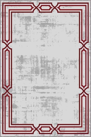 Bordo Çerçeveli Kaymaz Taban Makinede Yıkanabilir Halı Rv079n11