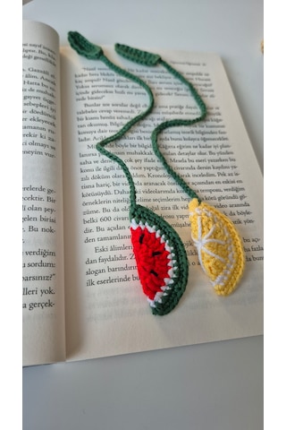 Karpuz Ve Limon 2 Li Ayraç Set Örgü Hediyelik Kitap Ayracı