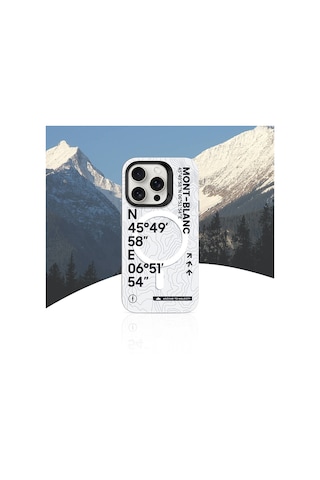 Apple Uyumlu iPhone 15 Pro Kılıf Magsafe Şarj Özellikli Koordinat Yazı Desenli Benks Summit Serisi Beyaz