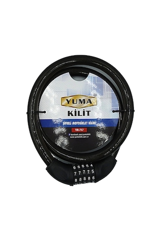 Kilit Dayanıklı Yüksek Güvenli Motor Bisiklet 120 Cm 20 Mm 5 Hane Şifreli Siyah Motosiklet Kilidi