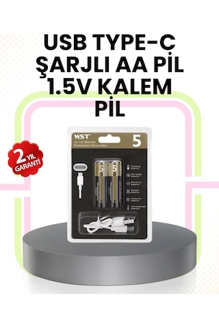 Hepsi Tekrar Şarj Edilebilir Aa Usb Type-c Pil 1000+ Döngü 1.5v Sabit Voltaj Najmaddin