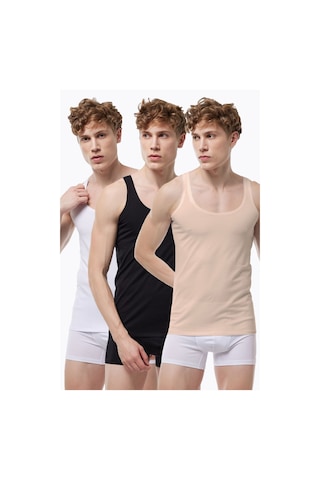 Malabadi Görünmez Atlet Erkek 3 Adet Siyah Beyaz Ten Rengi Ince Askılı Iz Yapmayan Modal Atlet 3m013 Siyah-beyaz-ten Rengi