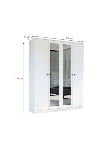 Gm 053 Hayal 4 Kapılı Aynalı Düğme Kulplu Gardırop