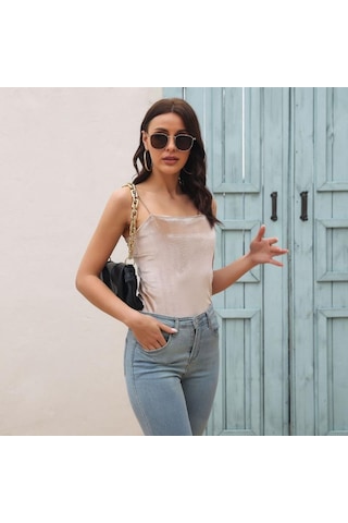 Açık Haki İlkbahar Ve Yaz Kadın Spagetti Sapanlar Kolsuz Tank Tops Vintage İnce Alt Kaşkorse Kolsuz Üst