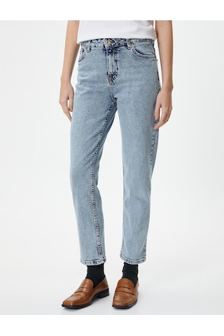 Koton Yüksek Bel Kot Pantolon Dar Düz Paça Esnek - Eve Slim Jean Açık İndigo 4wal40312md 4WAL40312MDLGT Açık İndigo