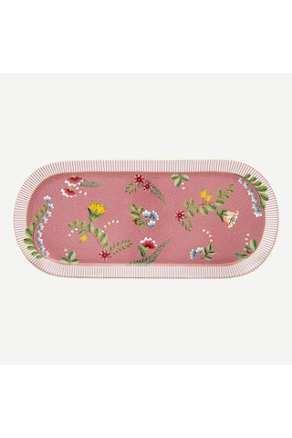 Pembe Porselen Servis Tabağı 33,6x15,5 Cm