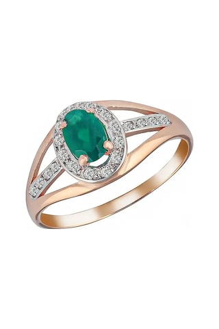 Pavlova Jewelry Gümüş Altın Kaplama Yeşil Akik Taşlı Yüzük 164436365 Yeşil