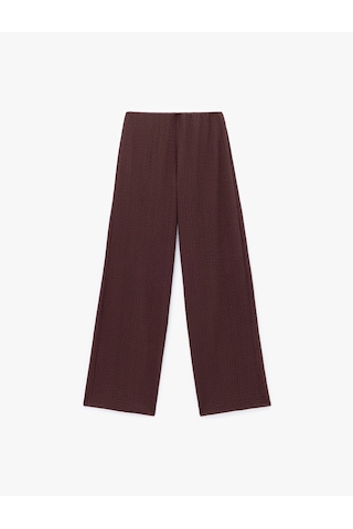 Koton Standart Bel Dokulu Düz Geniş Paça Pantolon Kahverengi 5sak40111ek Kahve