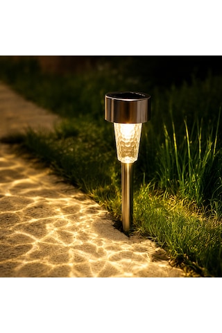 Solar Bahçe Aydınlatma Lambası Paslanmaz Çelik Led Saksı & Yol Işığı Sarı