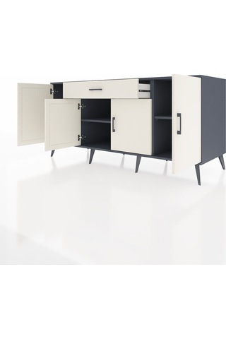 Kronos Konsol 3 Raflı Tek Çekmeceli 4 Kapaklı 176x59x83 Antrasit-aytaşı/aytaşı Aytaşı/aytaşı