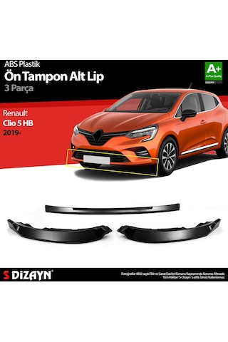 Renault Clio 5 Hb Abs Plastik Ön Tampon Alt Lip 3 Prç. 2019 Üzeri