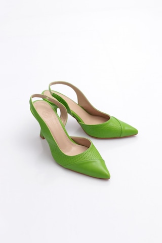 Dgn 04 Kadin İnce Topuklu Ayakkabi Yeşil