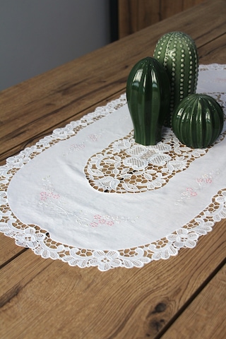 Pvc Runner Ve Sehpa Üstü Servislik 80 Cm X 40 Cm Kahve - Krem