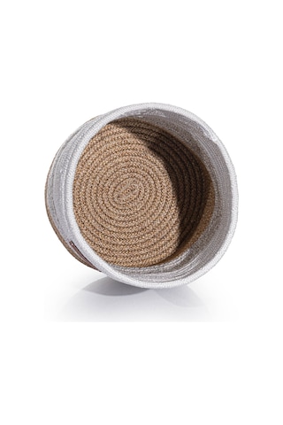 Koza Home Cesta El Yapımı Pamuklu Multi Beyaz Gri Natural Hasır Dekoratif S