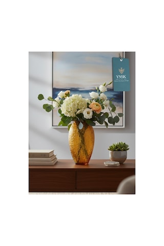 Chacha Home Luxury Vena İthal Cam Vazo 24 Cm Turuncu