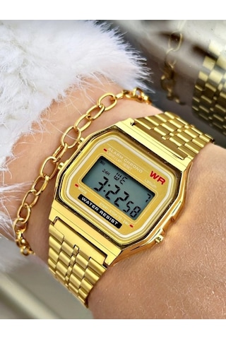Altın Unisex Çelik Kol Saati Gold