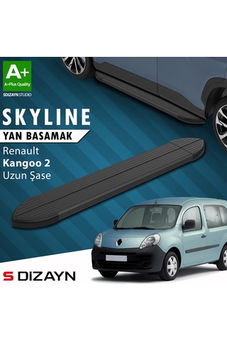 S-dizayn Renault Kangoo 2 Uzun Şase Skyline Siyah Yan Basamak 223 Cm 2008-2020 A+ Kalite