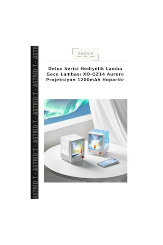 Delux Serisi Hediyelik Lamba Gece Lambası Xo-oz14 Aurora Projeksiyon 1200mah Hoparlör Çok Renkli