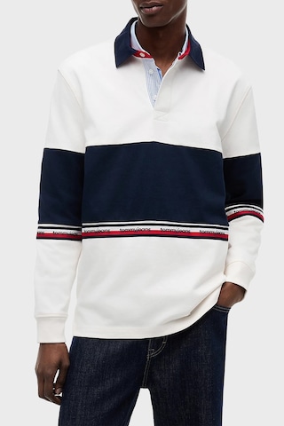 Tommy Jeans Renk Bloklu Pamuklu Relaxed Fit Düğmeli Polo Yaka Sweat Erkek Polo Yaka Sweat Dm0dm23161 Ybh Beyaz