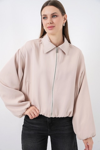 Bigdart Kadın Oversize Fermuarlı Ceket 0735 - Krem