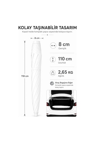 Beyaz Plaj Şemsiyesi 200 Cm, 10 Telli Beyaz