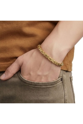 Premium Kral Çelik Zincir Bileklik 6mm 3183czb2d3 - 20 Cm - Siyah Renk Siyah