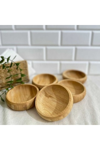 6'lı %100 Bambu Sosluk Çerezlik / Kahvaltılık Çok Amaçlı Bambu Kase Bambu
