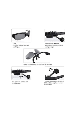 Folinda Domary Polarize Güneş Gözlüğü, Bluetooth Kulaklık, Mikrofonlu Elliksiz Arama, Müzik Kontrol, Outdoor Sporlar İçin Sürüş, Yürüyüş, Golf