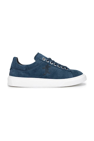 Tamer Tanca Erkek Hakiki Deri Mavi Sneakers & Spor Ayakkabı 04 4502-42 Erk Ayk Y25 Kot Mavı Suet Mavi