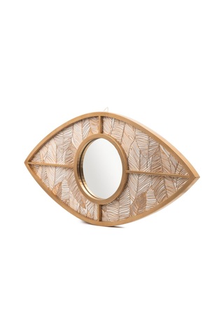 Yaprak Desenli, Altın Varaklı Nazar Göz Duvar Aynası Altın