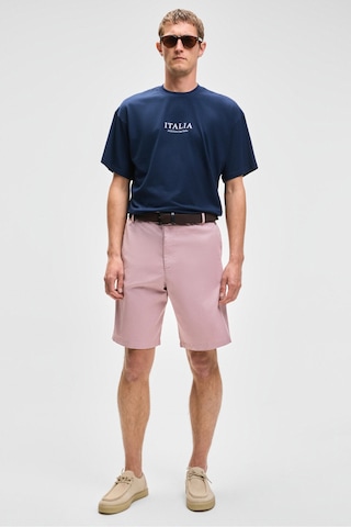 Grımelange TEEMO Erkek Yanları Cepli Fermuarlı Likralı Slim Fit Pembe Şort