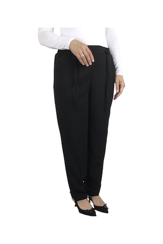Kadın Beli Lastikli Boru Paça Pantolon Siyah