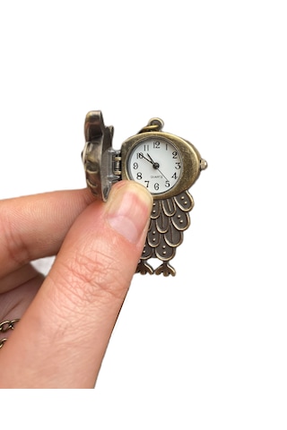 Schulzz Owl Art Baykuş Motifli Köstekli Zincirli Quartz Cep Saati