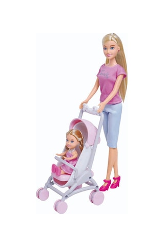 Alisha Anne Ve Kız Mutlu Gezinti Oyun Seti Elbiseli Alisha Bebek Ve Bebek Arabalı Puset