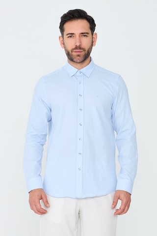 White Stone Mavi %100 Pamuk Regular Fit Erkek Uzun Kollu Gömlek MAVİ