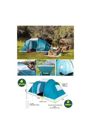 Bestway Aile Çadırı 2 Odalı Verandalı Çadır 6 Kişilik Hb049 Çok Renkli