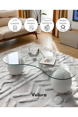 Modern Orta Sehpa & Küre Sehpa & Bohem Top Sehpa & Cam Sehpa Beyaz