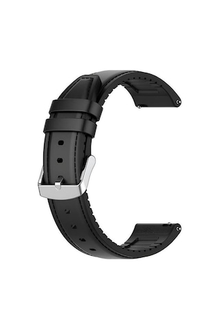 22mm Fs4812 Siyah Hakiki Deri Silikon Kaplama Saat Kordonu Kayışı 46mm Diğer