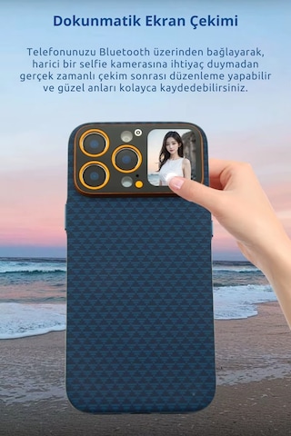 W8 Oled Dokunmatik Akıllı Ekranlı Apple Uyumlu iPhone 14 Pro Max İnce Karbon Cep Telefonu Kılıfı