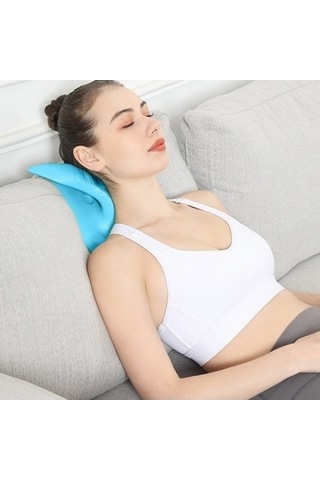 Tysm Boyun Masajı Servikal Spondiloz Yastık, 877 İnek Boynuzu Mavi, Usb Sıcaklık Kontrolü, Kavisli Germe, Cilt Dostu, Elastik, 272g Çok Renkli