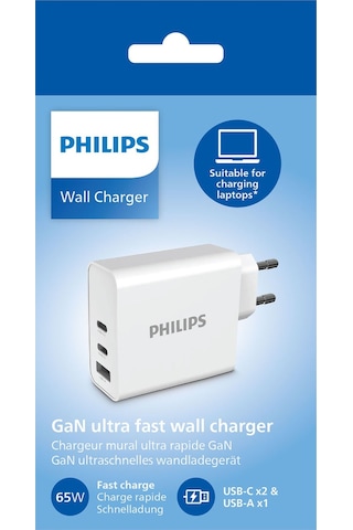 Philips Dlp2683 65w 1x Usb-a Ve 2x Pd Usb-c Gan Hızlı Şarj Adaptörü-dlp2683/12