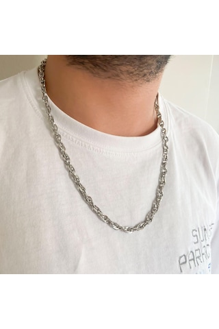 Çelik Zincir Kolye 316l Samanyolu Model - - Zn-287 Gri