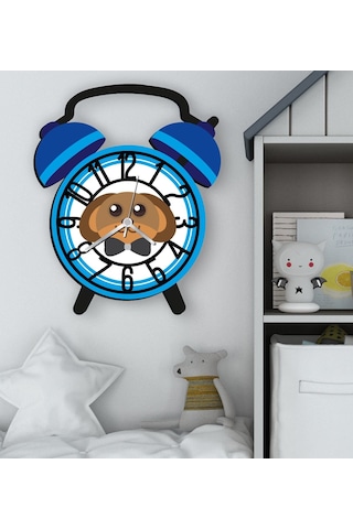 Bk Gift Kişiye Özel Hayvan Figürlü Retro Çalar Saat Tasarımlı Kabartma Figürlü Ahşap Çocuk Duvar Saati-15, Ev Dekoru, Çocuk Odası Aksesuar Bitmeyencom Çok Renkli
