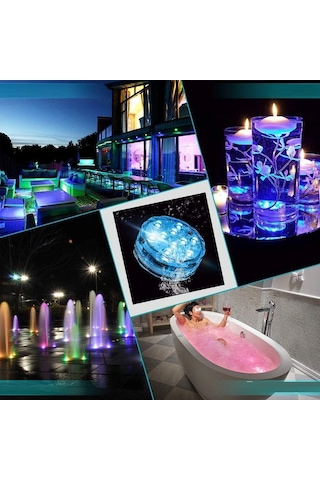 Rgb Havuz Işığı Led Işıklı Bardak Altlığı Rgb Submersible Led Light Ip68 Remote Control Su Geçirmez