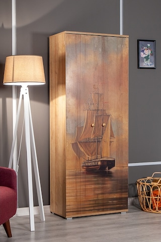 Nora Okyanus / 5 Raflı 2 Kapaklı Çok Amaçlı Mutfak Dolabı Banyo Dolabı Çok Amaçlı Dolap