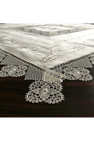 Çeyizlik Ipek Dokuma Iğne Oyalı Fiskos %100 Ipek El Işçiliği