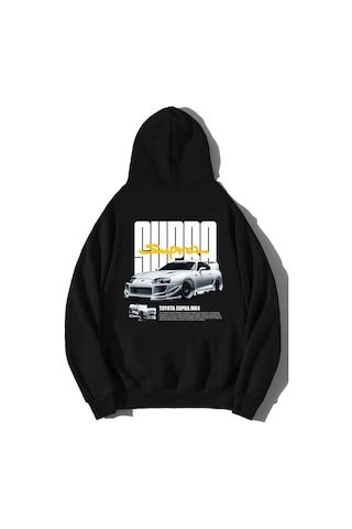 Brz Collection Unisex Oversize Toyota Supra Mk4 Hoodie Siyah